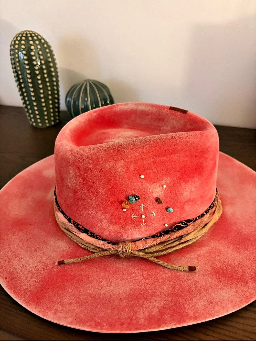 Free People Lovely Bird Montana Turquoise Wrap Felt Hat Pink Medium - Picture 5 of 5